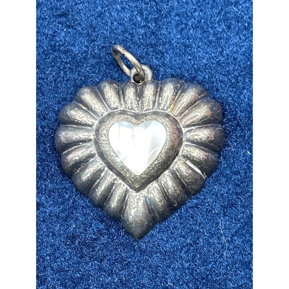 Vintage Sterling Silver Heart Pendant puffy Thailand 925